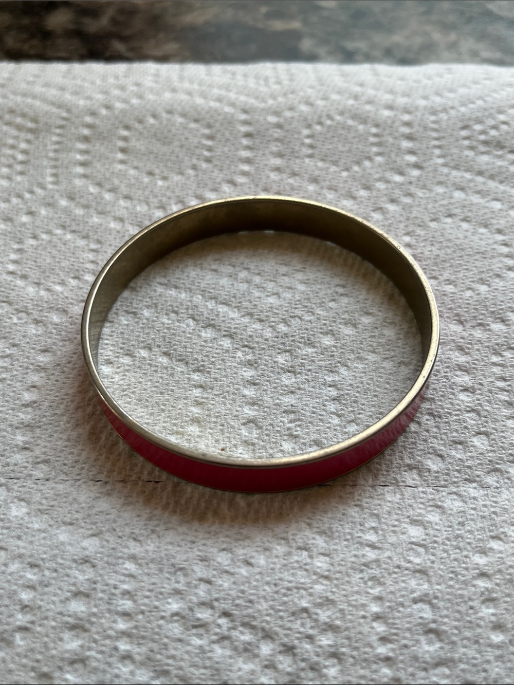 Women's Pink Enamel Bangle Bracelet - Sleek Metal Accent